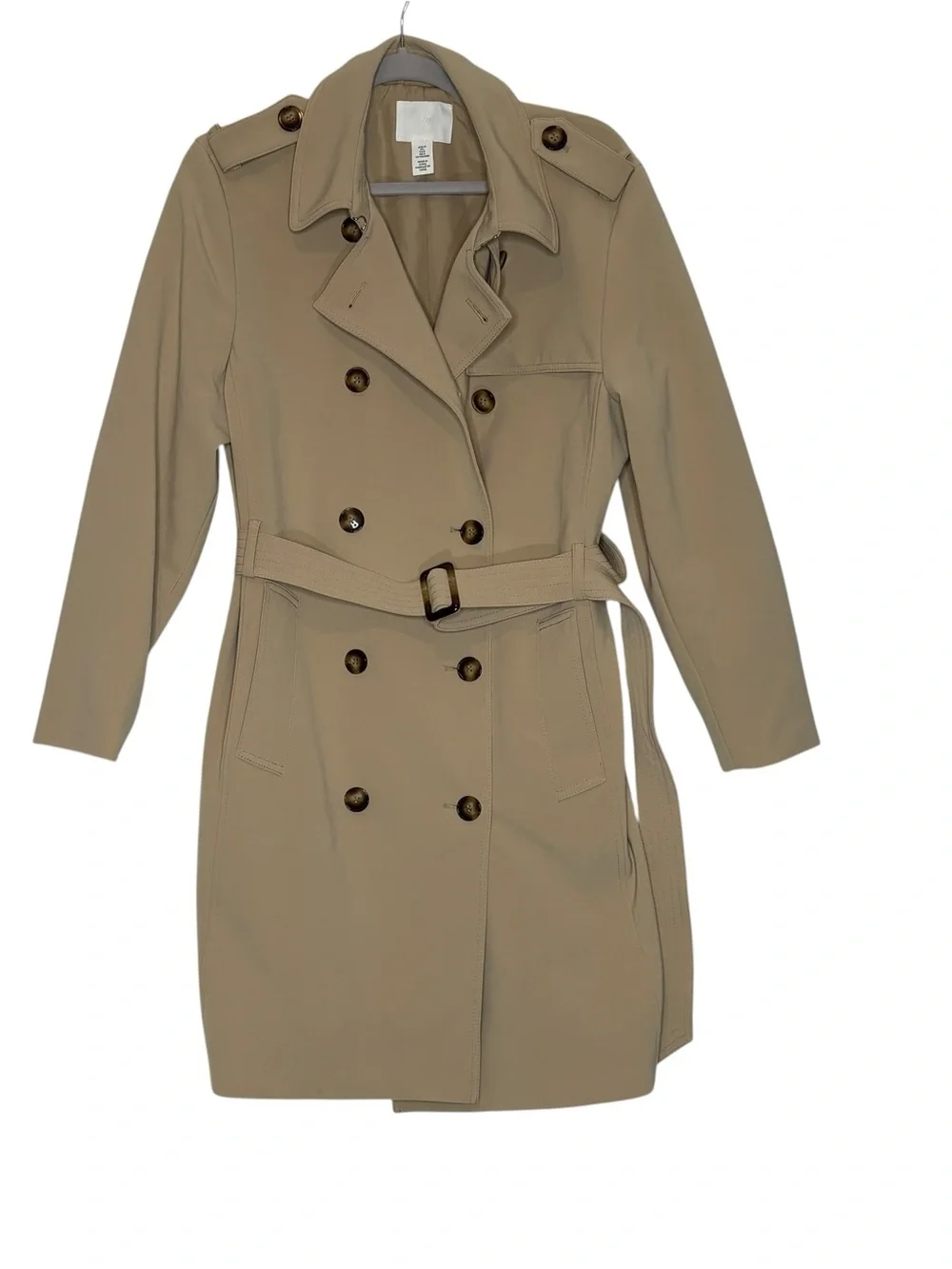 H&M Tan Double Breasted Belted Trench Coat | L - Picture 3 of 10